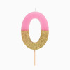 Vela 0 Rosa Dourado Glitter